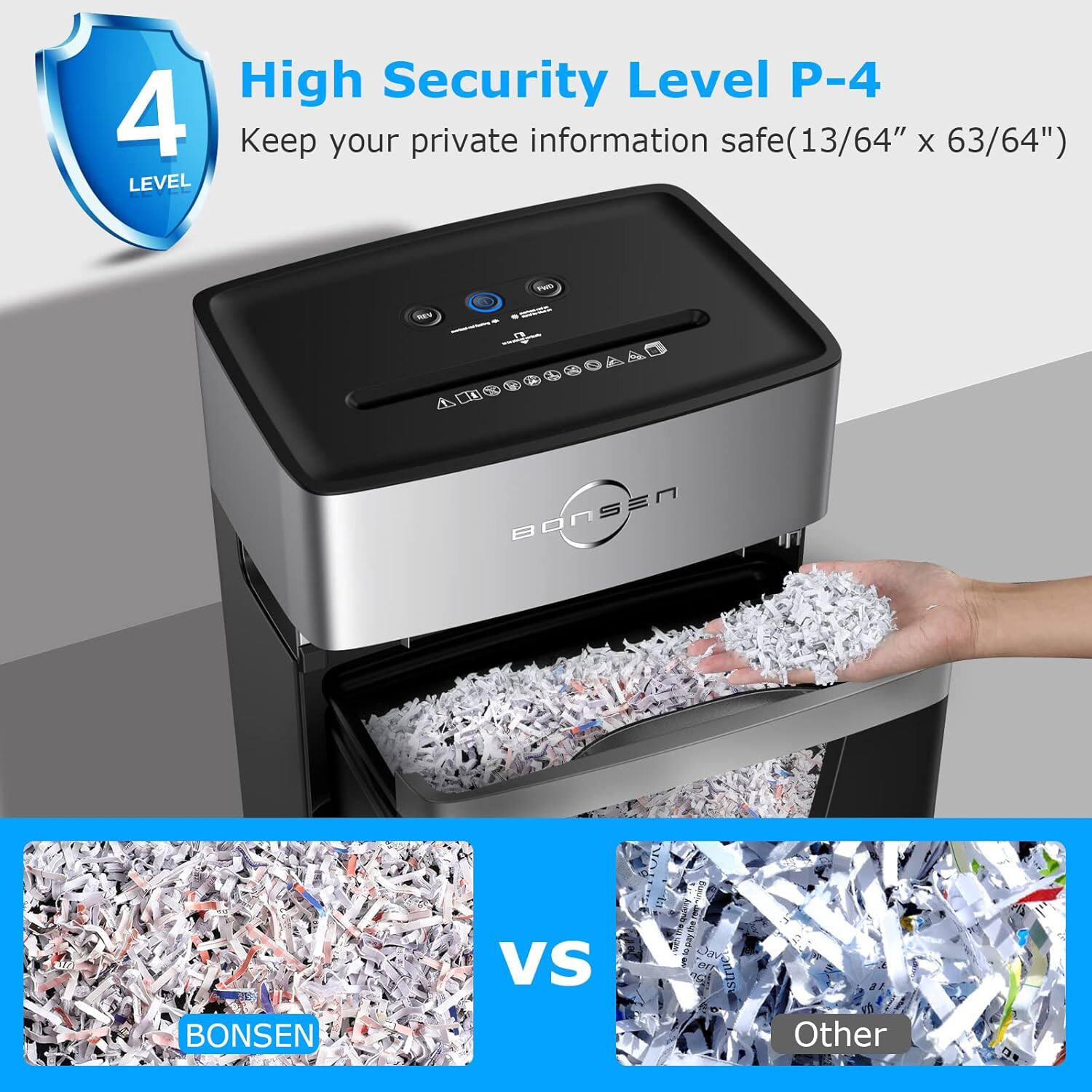 High Security Level P-4  
Keep your private information safe (13/64" x 63/64")  

BONSEN  
VS  
Other