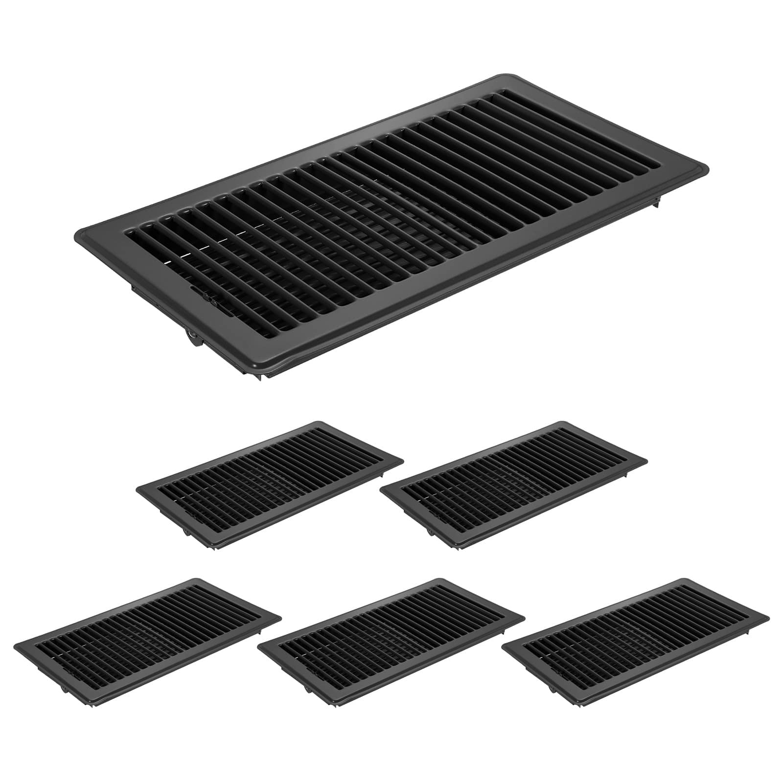 Unique Bargains - 6x12 Inch Floor Vent Covers, 6pcs Heavy Duty Metal Walkable Air Vent Covers, Adjustable Air Supply Lever for Home Office - Black