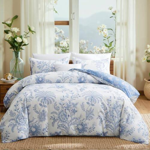 White Blue Floral-King