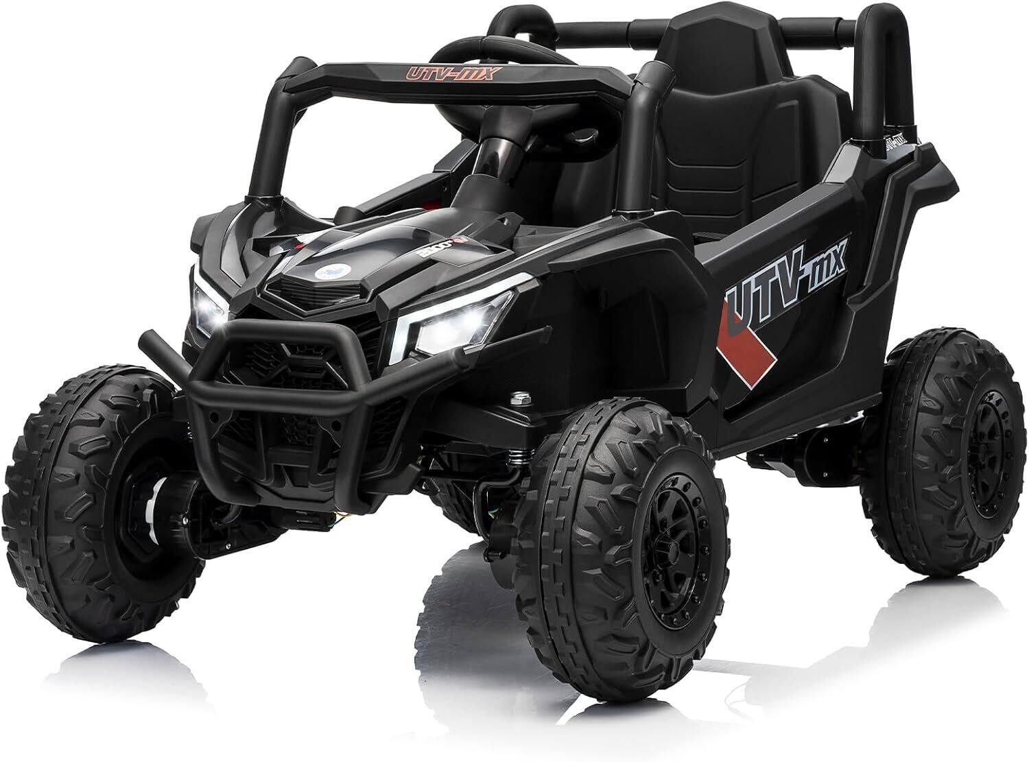 Qeetex - 12V UTV Truck Kids Ride On Car, Switchable,Electric Vehicle with Remote, Black for Best Kids Gift