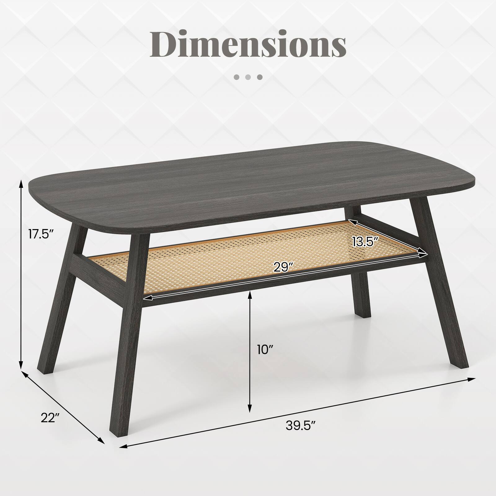 Dimensions

- 17.5"
- 13.5"
- 29"
- 10"
- 22"
- 39.5"
