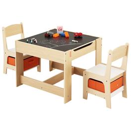 VEVOR - Kids Table and 2 Chairs Set, Toddler Table and Chair Set with Storage Space under the Table, Cloth Storage Box - Light Wood