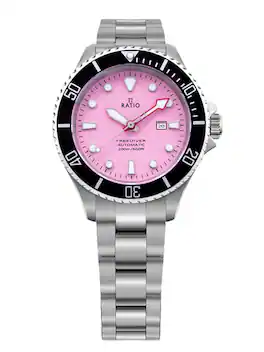 RATIO - FreeDiver Sapphire Stainless Steel Dial Automatic RTFL839 200M Women's Watch - Candy Pink