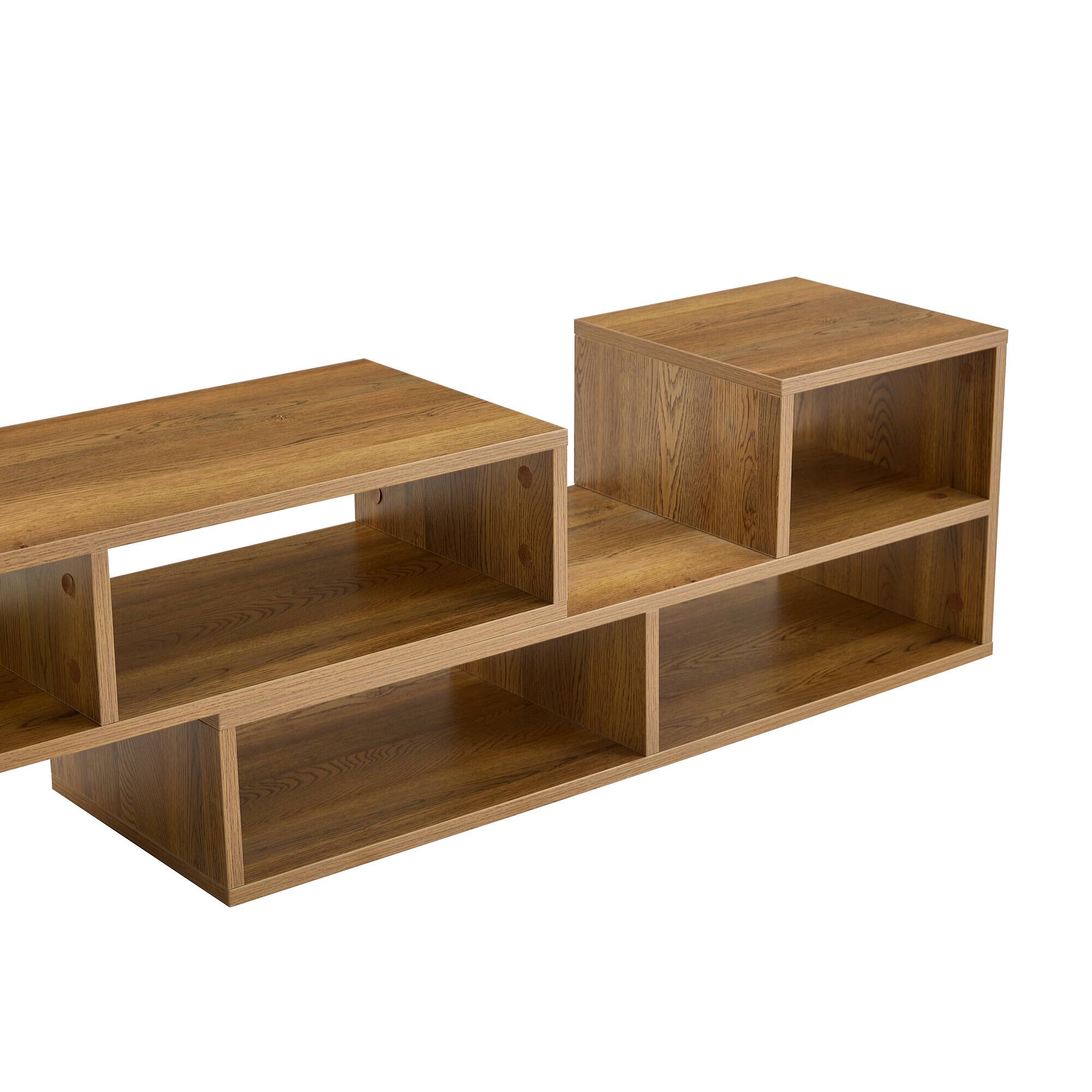 Alt View 10. Loheer - Loheer- Modular Extendable TV Stand Rustic Wood Media Console Open Storage for Living Room 0.98x1.12 Ft - Wood.