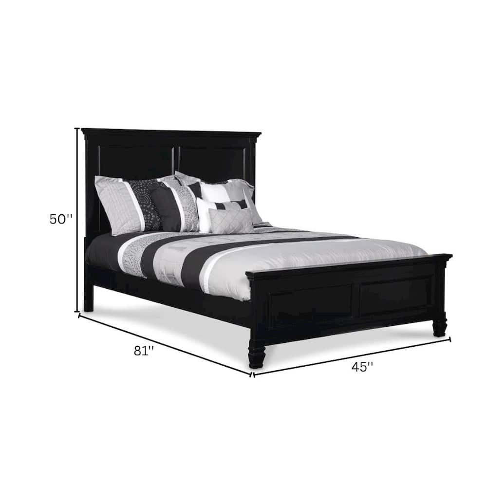 FurniFact - Wood Bed Frame, Modern Farmhouse Twin Bed with Paneled Headboard - Black