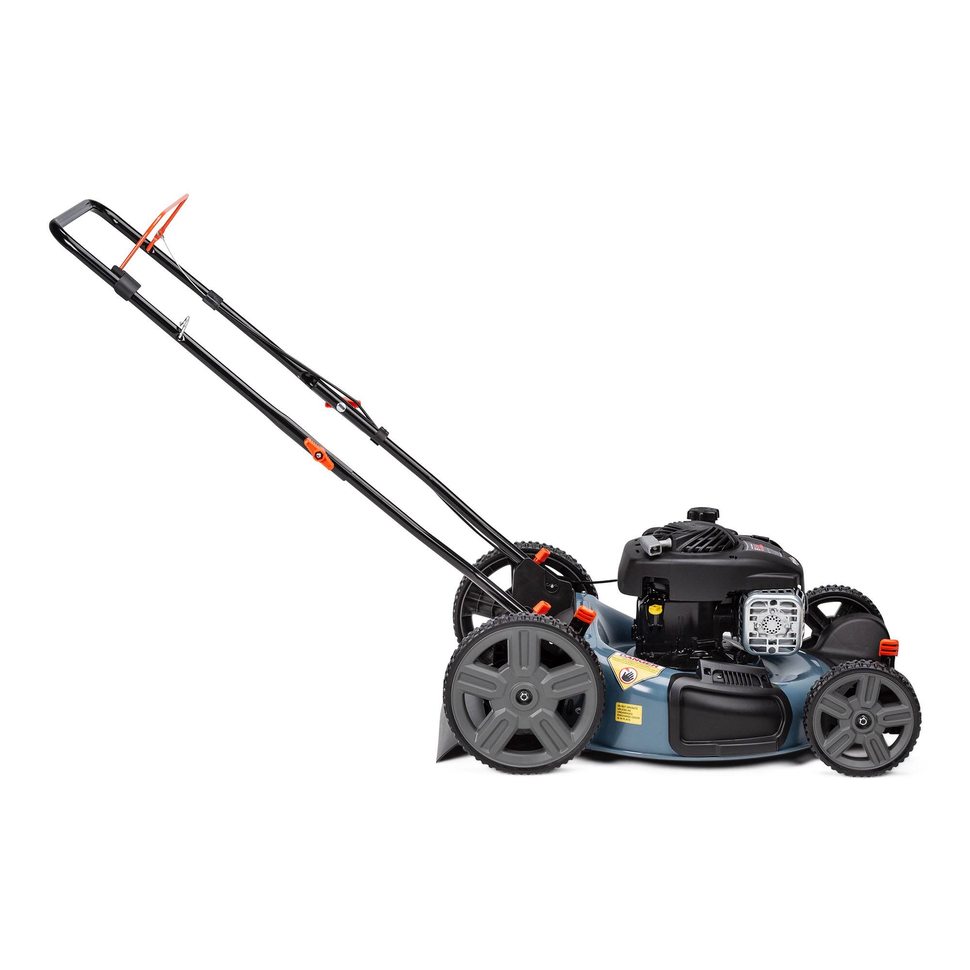 Alt View 9. SENIX - 21" 125cc 4-Cycle Briggs & Stratton Engine Gas Push Lawn Mower with 2-in-1 Mulching, Side Discharge - Blue.