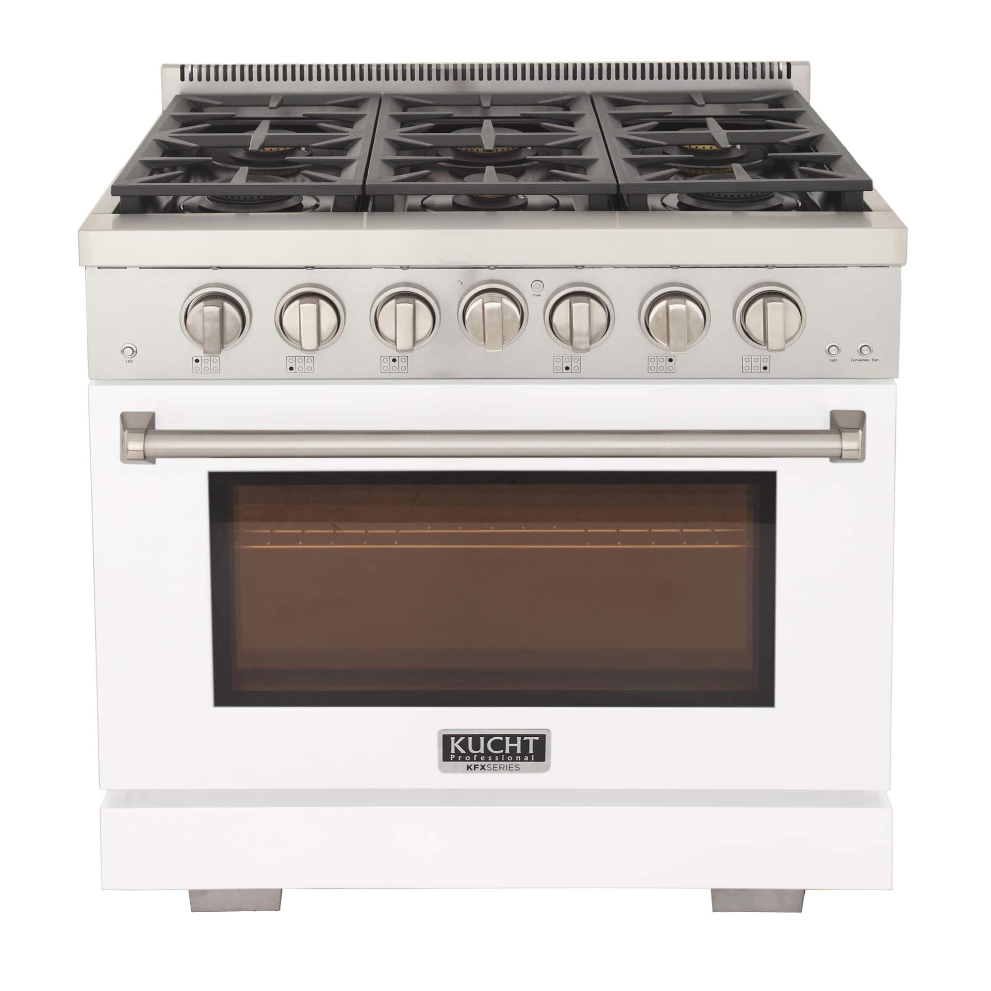 Kucht - Professional 36 in. 5.2 cu. ft. Propane Gas Range and Convection Oven in White with True Simmer Burners - White