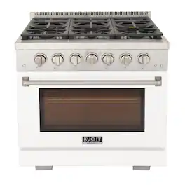 Kucht - Professional 36 in. 5.2 cu. ft. Propane Gas Range and Convection Oven in White with True Simmer Burners - White