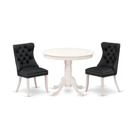 East West Furniture - 3 Piece Dining Table Set - White