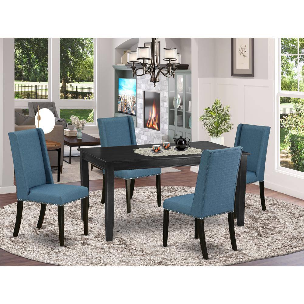 Back. East West Furniture - Dining Room Set Black - Brown.