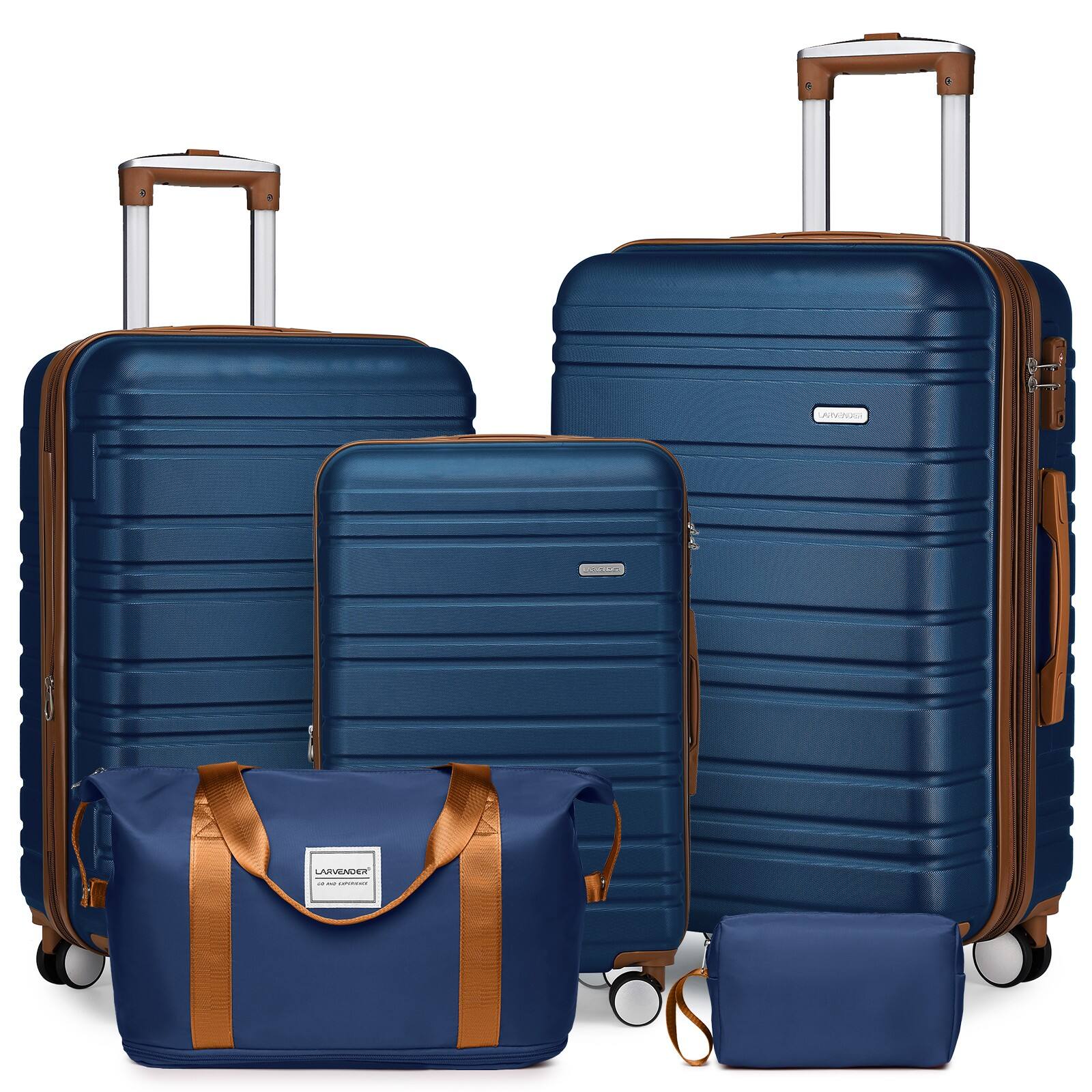 Ecooso - Luggage Sets 5 Piece with Duffel Bags, Hardside Expandable Suitcases with Spinner Wheels - Blue