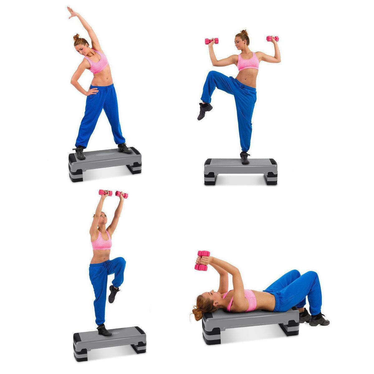 Alt View 13. Costway - 35'' Fitness Aerobic Step Cardio Adjustable 6"-8"-10" Exercise Stepper with Risers - Black/Gray.