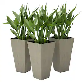 Outsunny - Planters for Outdoor Plants Set of 3, 28 In Taper Planters with Drainage Holes, Indoor Grande Plant Pots - Gray