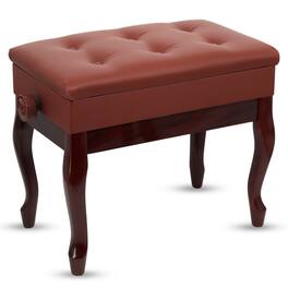 5 CORE - Piano Bench 3" Padded Cushioned Stool Wooden Heavy Duty Adjustable Musician Chair w Storage - Cherry