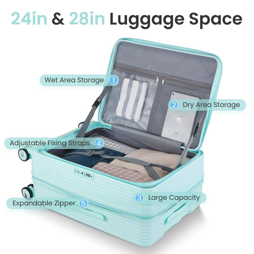 24in & 28in Luggage Space

1. Wet Area Storage
2. Dry Area Storage
3. Large Capacity
4. Adjustable Fixing Straps
5. Expandable Zipper