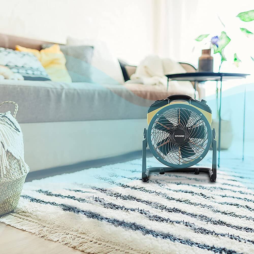 Alt View 6. XPOWER - Cordless Rechargeable 11" Sealed Brushless DC Motor Air Circulator Utility Fan - Yellow.