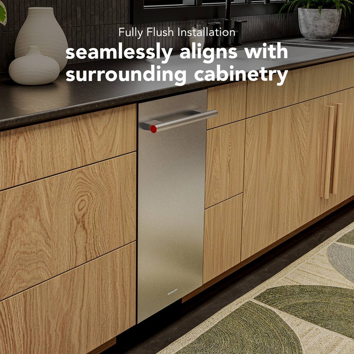 Fully Flush Installation seamlessly aligns with surrounding cabinetry