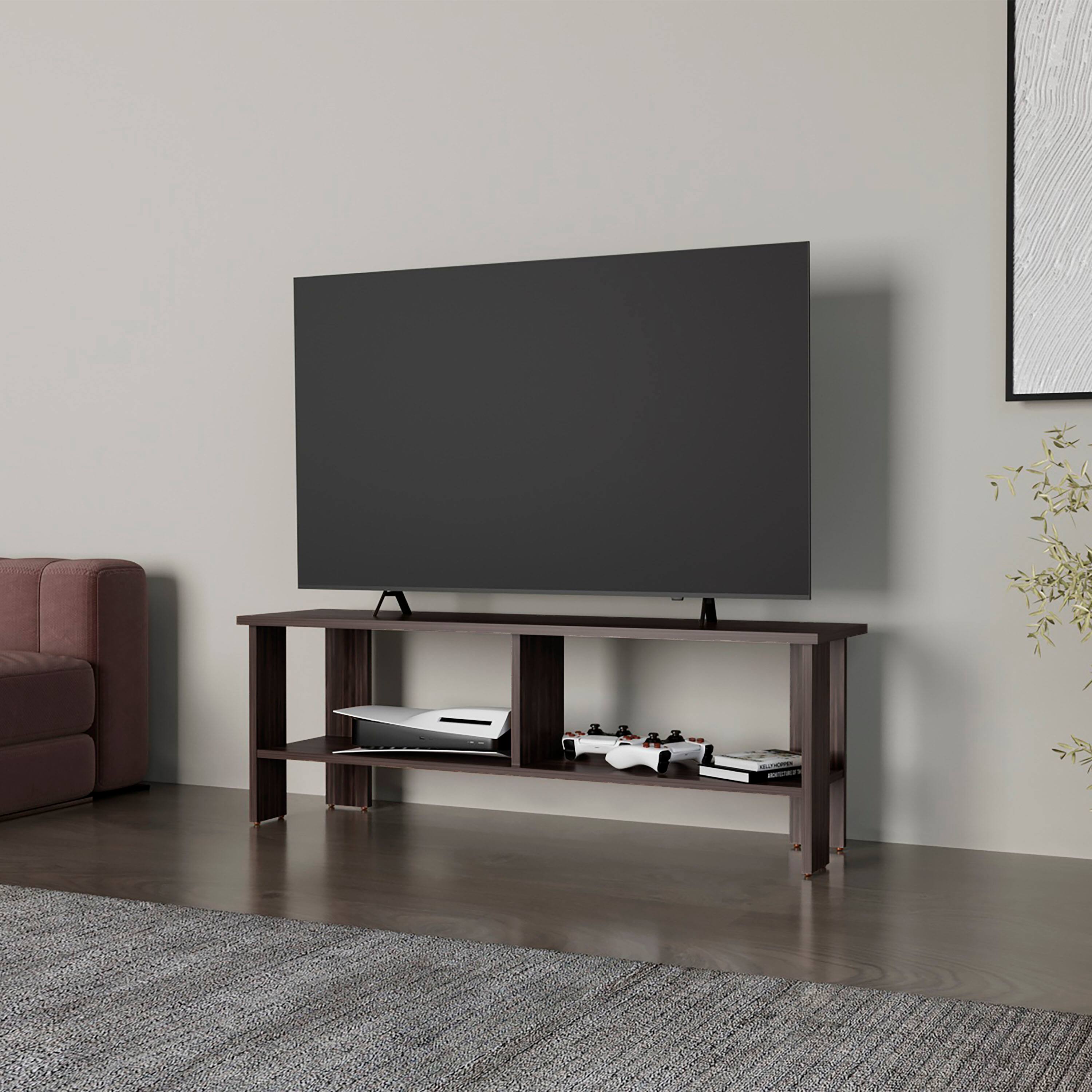 APRILSOUL - Cope TV Stand with Open Storage TV Capacity 65Inch Stained - Walnut