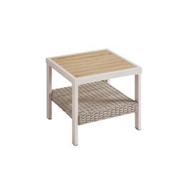Songmics Home - Sencillo Collection - Outdoor Steel Side Table, Bone Color - White