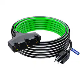 Maximm - Extension Cord 30 ft, SJTW Extension Cord with Multiple Outlets, 16 Gauge ETL Listed - Black, White and Green
