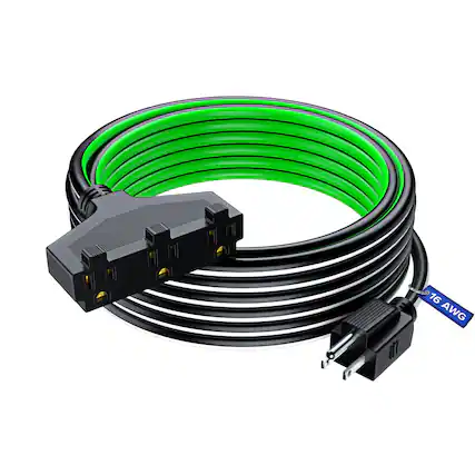 Front. Maximm - Extension Cord 30 ft, SJTW Extension Cord with Multiple Outlets, 16 Gauge ETL Listed - Black, White and Green.