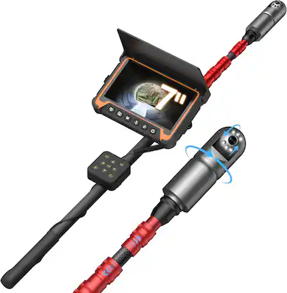 Front. Aukfa - Endoscope Camera - 7" HD with 360° Rotating Head, 3M Telescopic Pole, IP68, for Search/Rescue/Car Inspection.