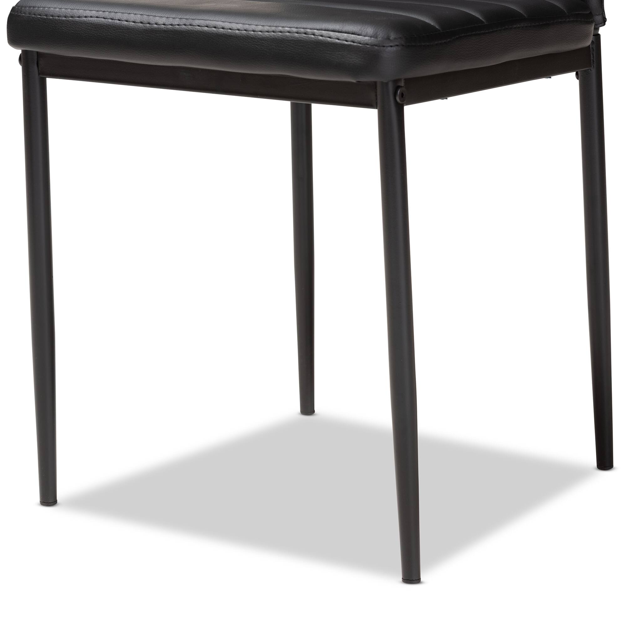 Angle. Baxton Studio - Set of 4 Armand Modern and Contemporary Faux Leather Upholstered Dining Chairs - Black.