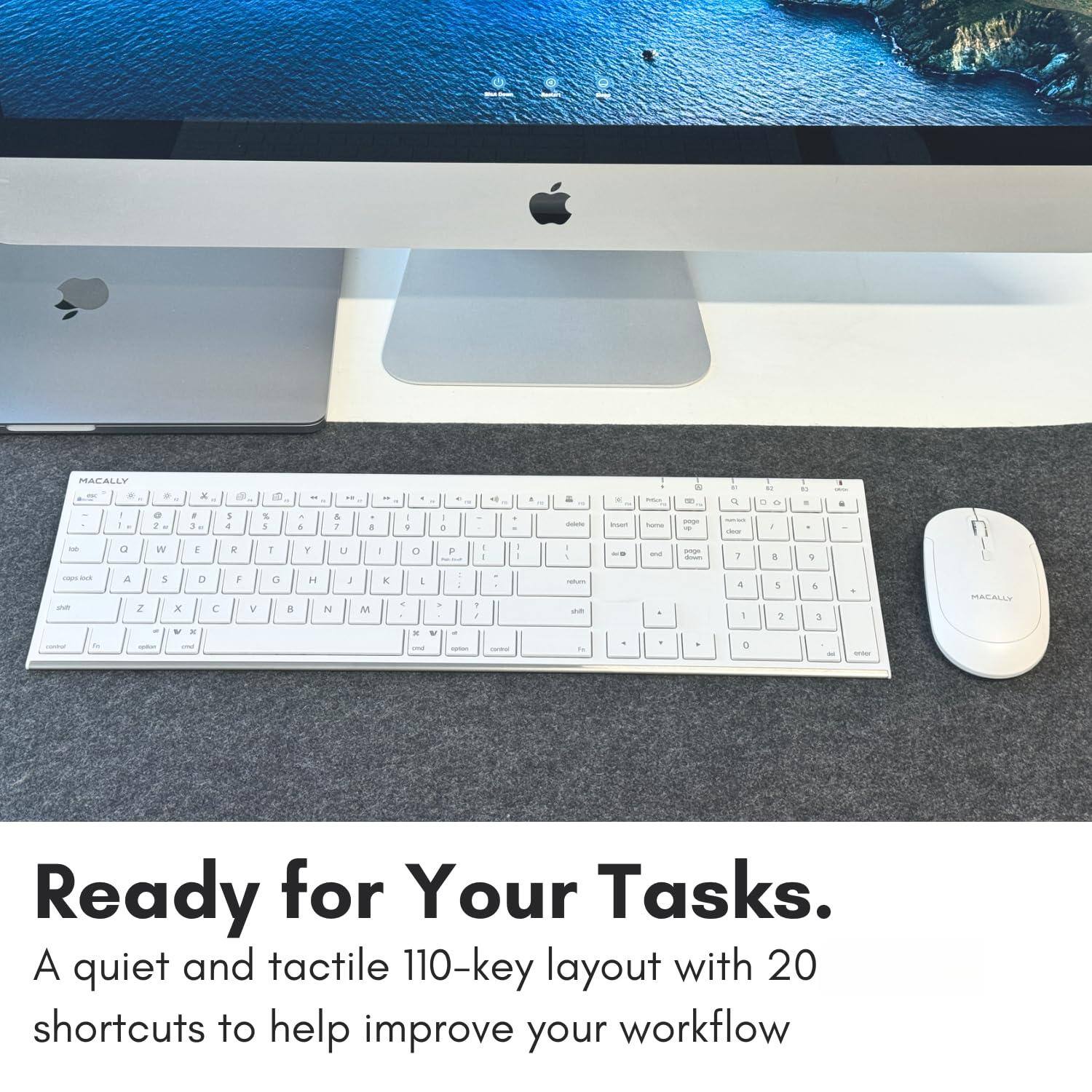 Ready for Your Tasks.  
A quiet and tactile 110-key layout with 20 shortcuts to help improve your workflow