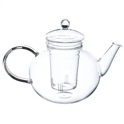 Front. SlickBlue - Clear Borosilicate Glass Teapot with Removable Infuser - Clear.