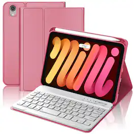 Pacoar Cade - Ipad Mini 7th (a17 Pro 2024) Case For 6th Gen2021-8.3in Wireless Keypad A17 8.3'' With Pen Slot Smart Cover Mini-7/6 - Pink