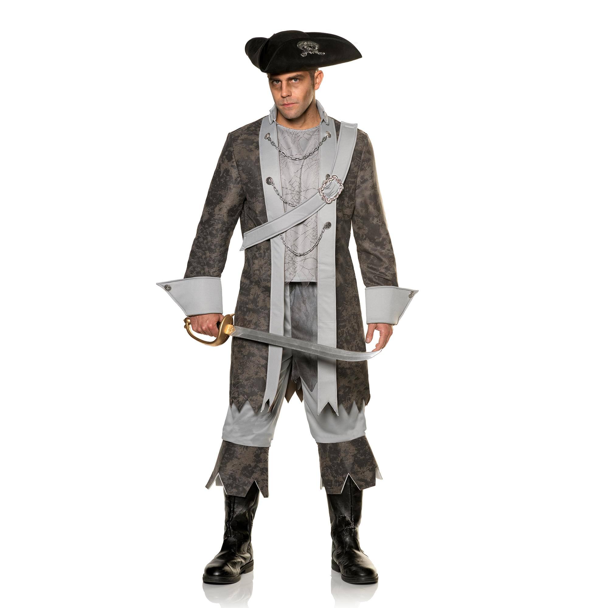 Underwraps - Phantom Ghost Pirate Adult Costume | Standard - Gray