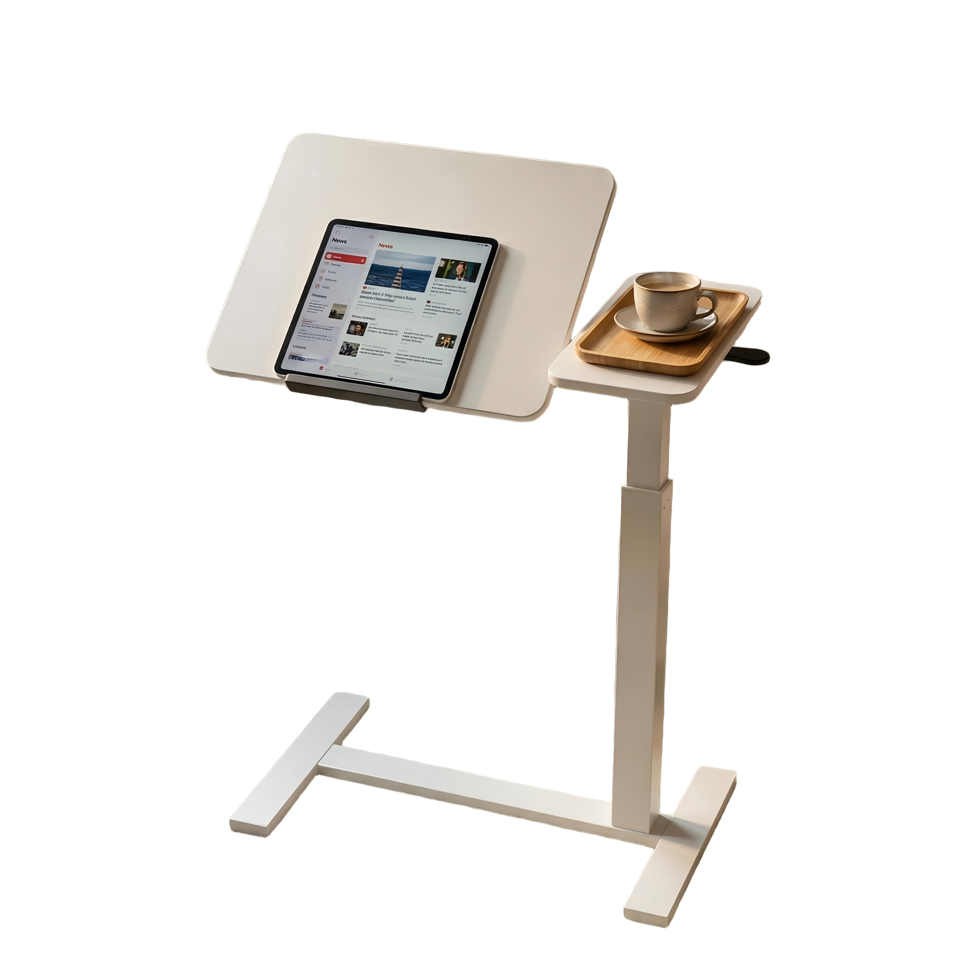 Alt View 2. Loheer - Loheer Mobile Standing Desk White Height Adjustable Rolling Laptop Table Overbed Bedside Desk with Flip Top - White.