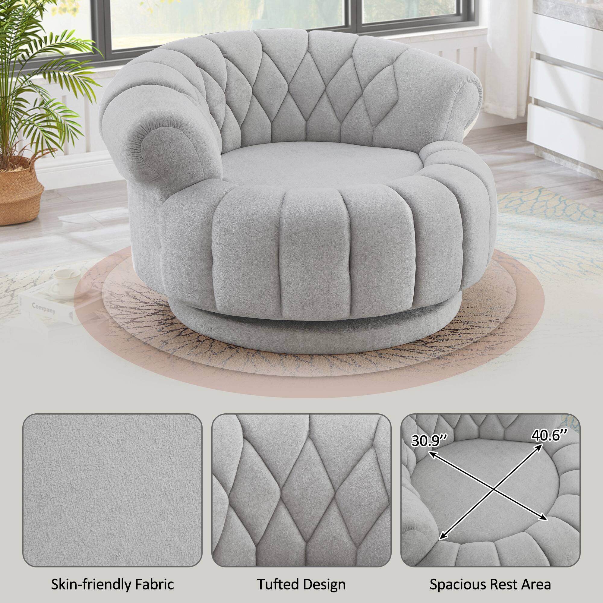 Company  
30.9" 40.6"  
Skin-friendly Fabric  
Tufted Design  
Spacious Rest Area