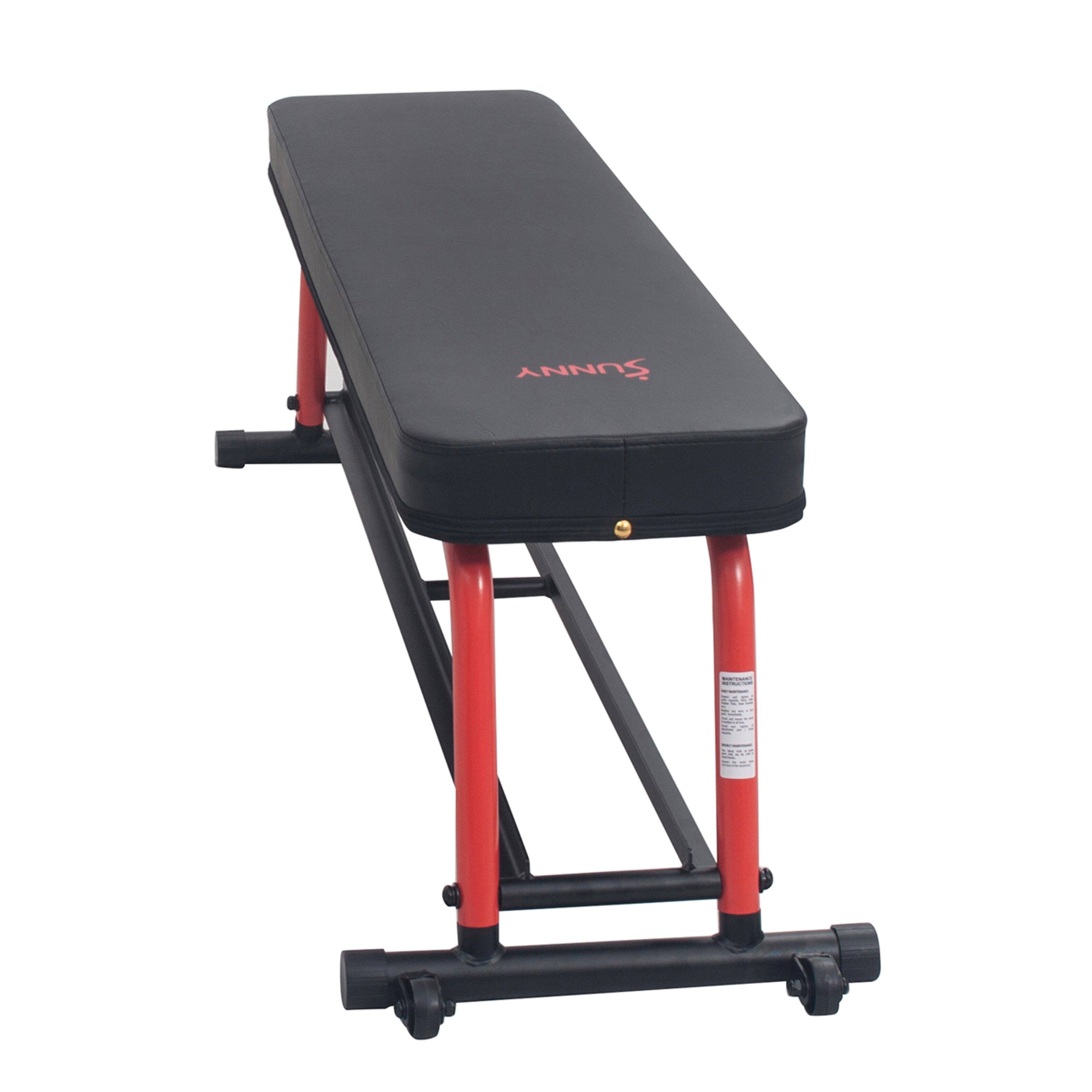 Alt View 2. Sunny Health & Fitness - Power Zone Premium Strength Flat Bench With Dumbbell Rack - Black.