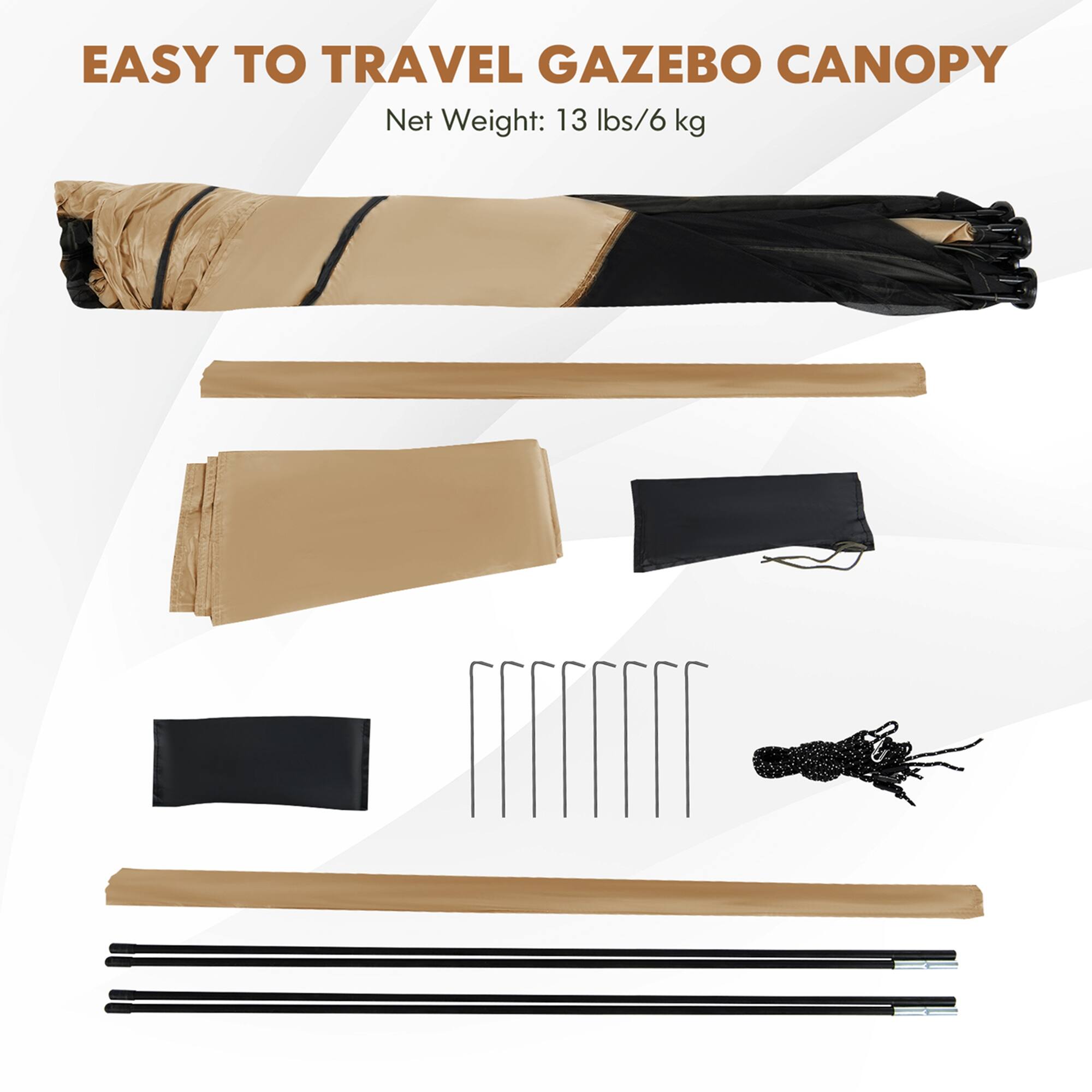 Easy to Travel Gazebo Canopy Net Weight: 13 lbs/6 kg