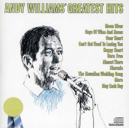 ANDY WILLIAMS' GREATEST HITS

Moon River  
Days Of Wine And Roses  
Dear Heart  
Can't Get Used To Losing You  
Happy Heart  
Born Free  
Almost There  
Charade  
The Hawaiian Wedding Song  
More  
May Each Day  

COMPACT disc  
DIGITAL AUDIO  
DIGITALLY MASTERED  
ANALOG RECORDING
