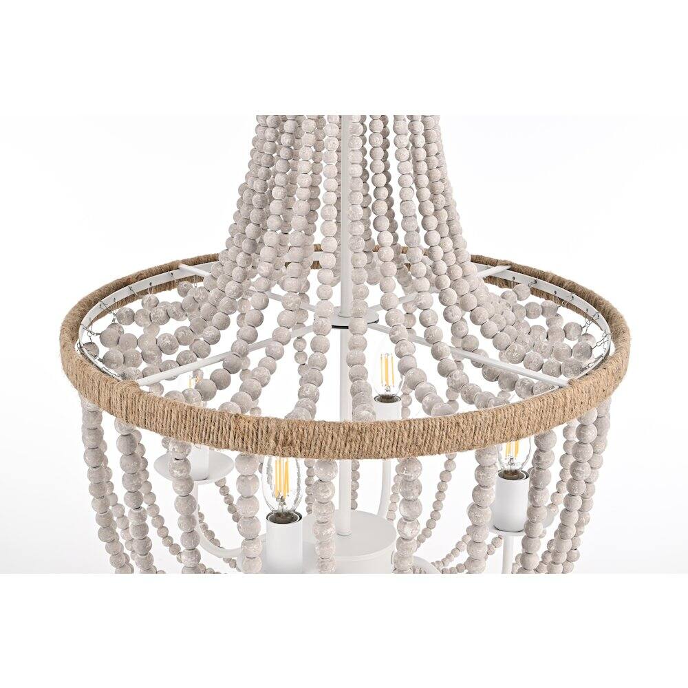 Alt View 2. Living District - Jolie 20 Inch Beaded Pendant In Antique White - Antique White.