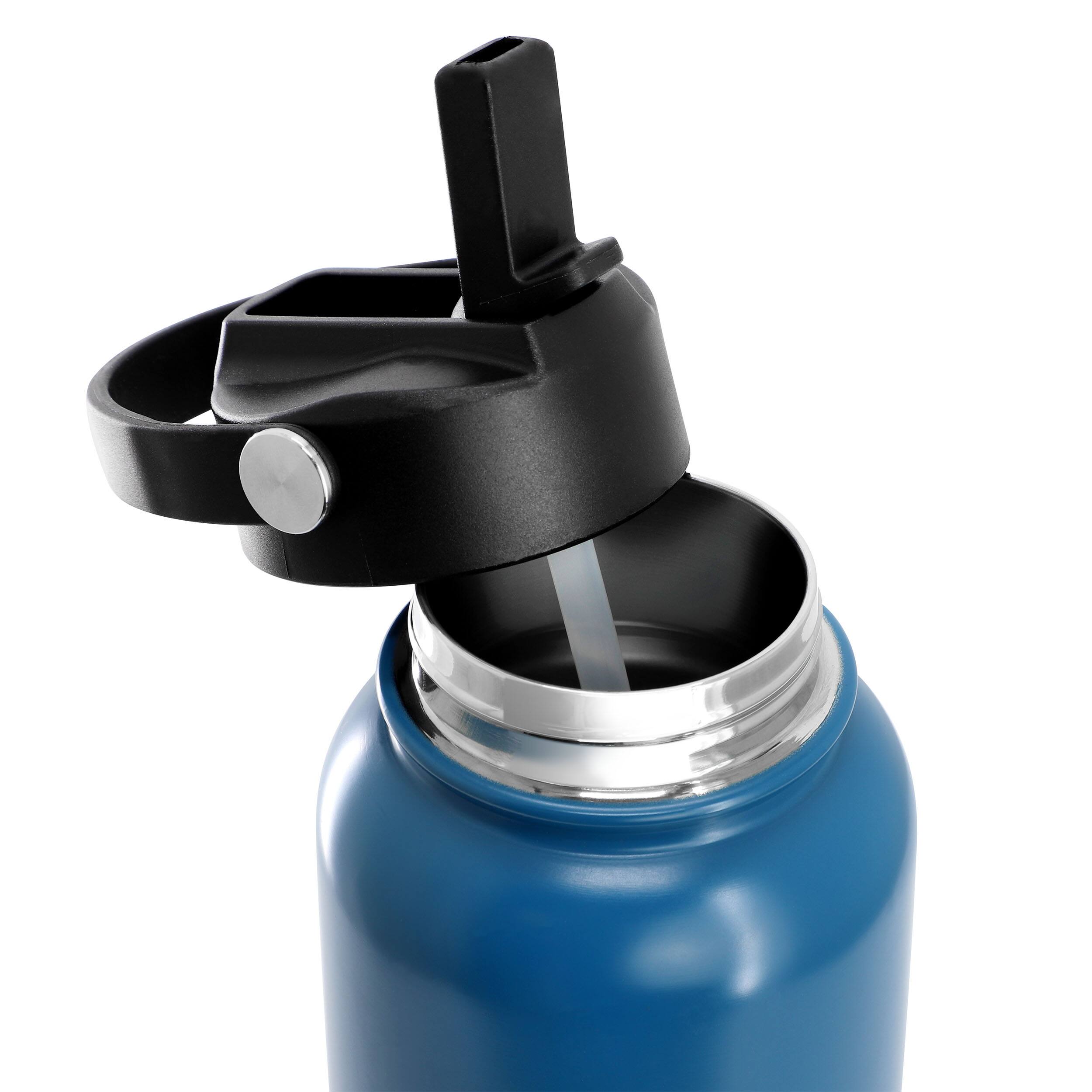 Alt View 3. Gibson - Gibson Home Marina 38 Ounce Double Wall Stainless Steel Thermal Bottle with Lid and Straw in Matte Blue - Blue.