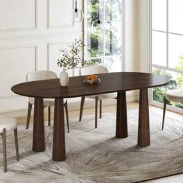 PexFix - Solid Wood Oval Dining Table | Modern Minimalist for 6, 67-Inch Kitchen Table with 4 Legs - Walnut