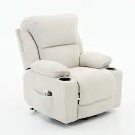 GOODSILO - Remote-Controlled Power Lift Recliner Chair with Heating and Massage for Elderly and Seniors - Ivory