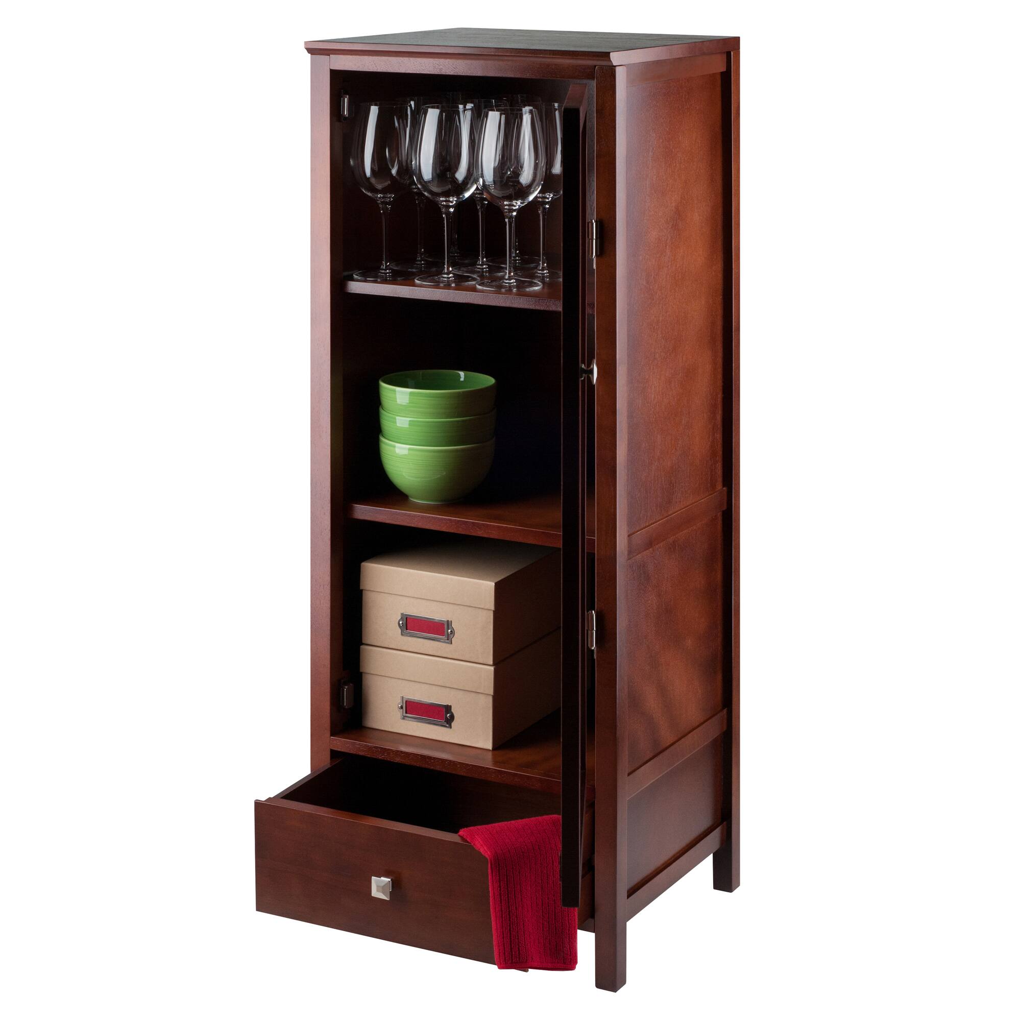 Alt View 5. Winsome Wood - Brooke Jelly 1-Drawer Cupboard - Walnut.