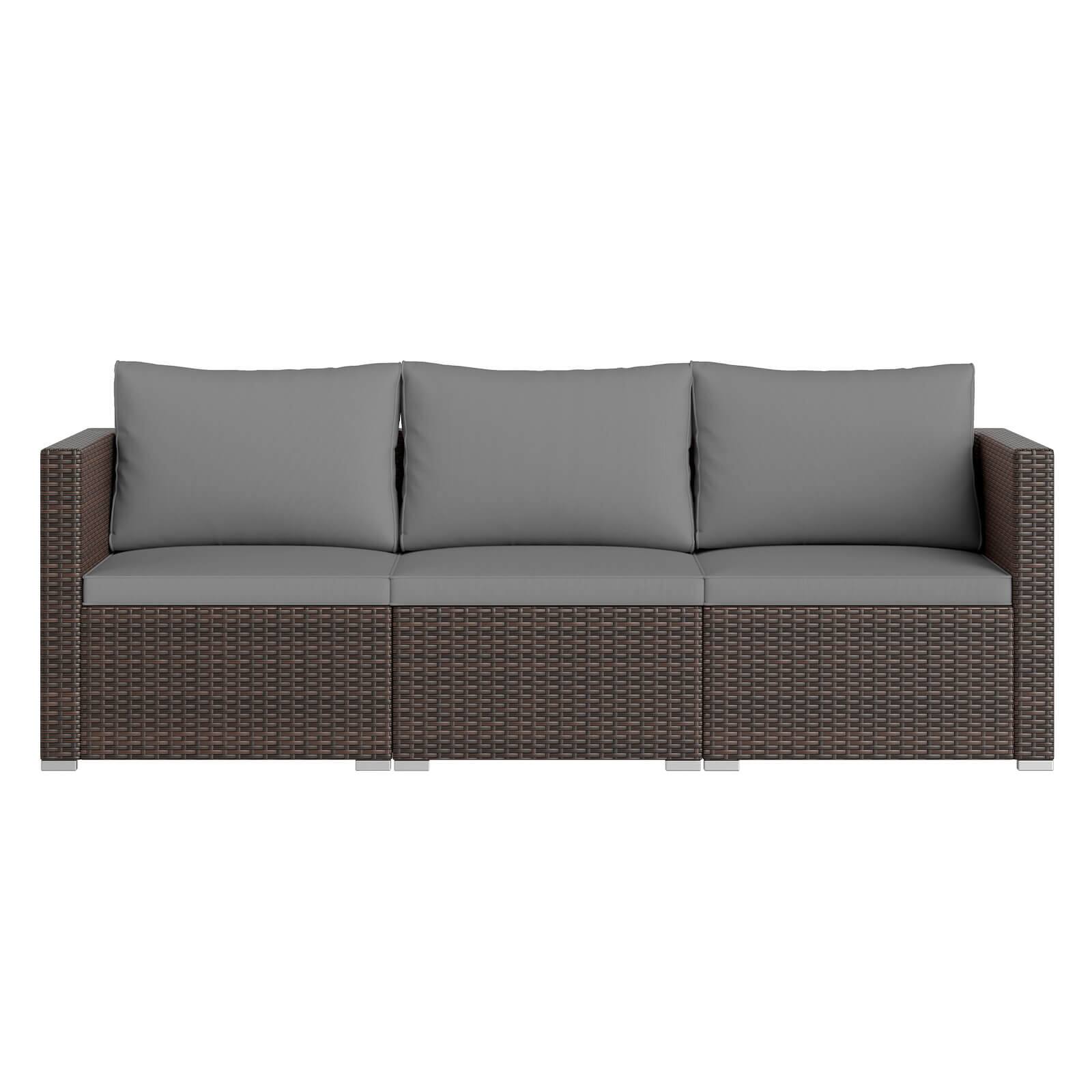 Alt View 9. Costway - Costway 3PCS Patio Sectional Sofa Set with Right Arm Sofa & Left Arm Sofa, Soft Cushions - Gray + Mix Brown.
