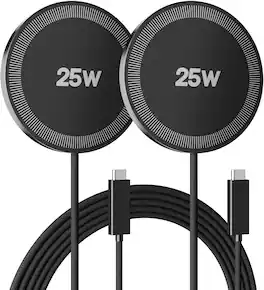 Core Tech - 25W Magnetic Wireless Charging Pad with USB-C Cable, 2-Pack - Black