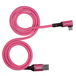 Kondor Blue - iJustine | 3FT USB-A to USB-C 3.0 Right-Angle Cable | High-Speed Data & Charging - Pink