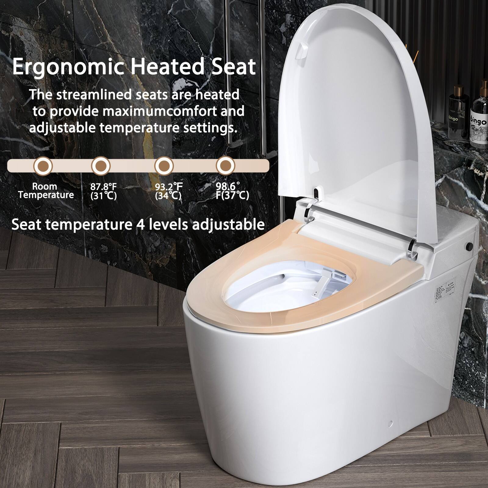 Ergonomic Heated Seat

The streamlined seats are heated to provide maximum comfort and adjustable temperature settings.

Room Temperature
87.8°F (31°C) 93.2°F (34°C) 98.6°F (37°C)

Seat temperature 4 levels adjustable
