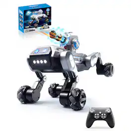 Sugift - Intelligent RC Robot Dog Toy with Voice Control LED Lights and Touch Sensors - Silver