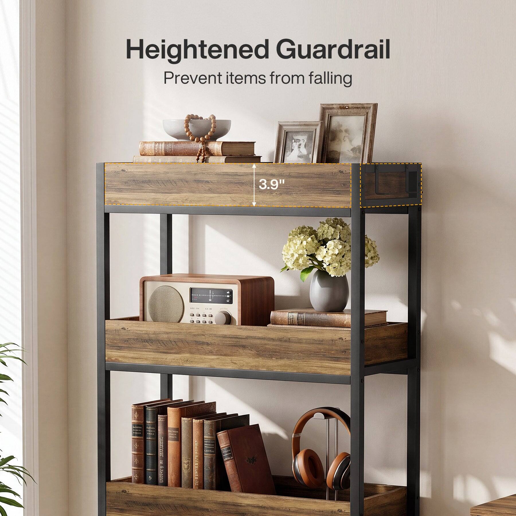 Heightened Guardrail  
Prevent items from falling  
3.9"