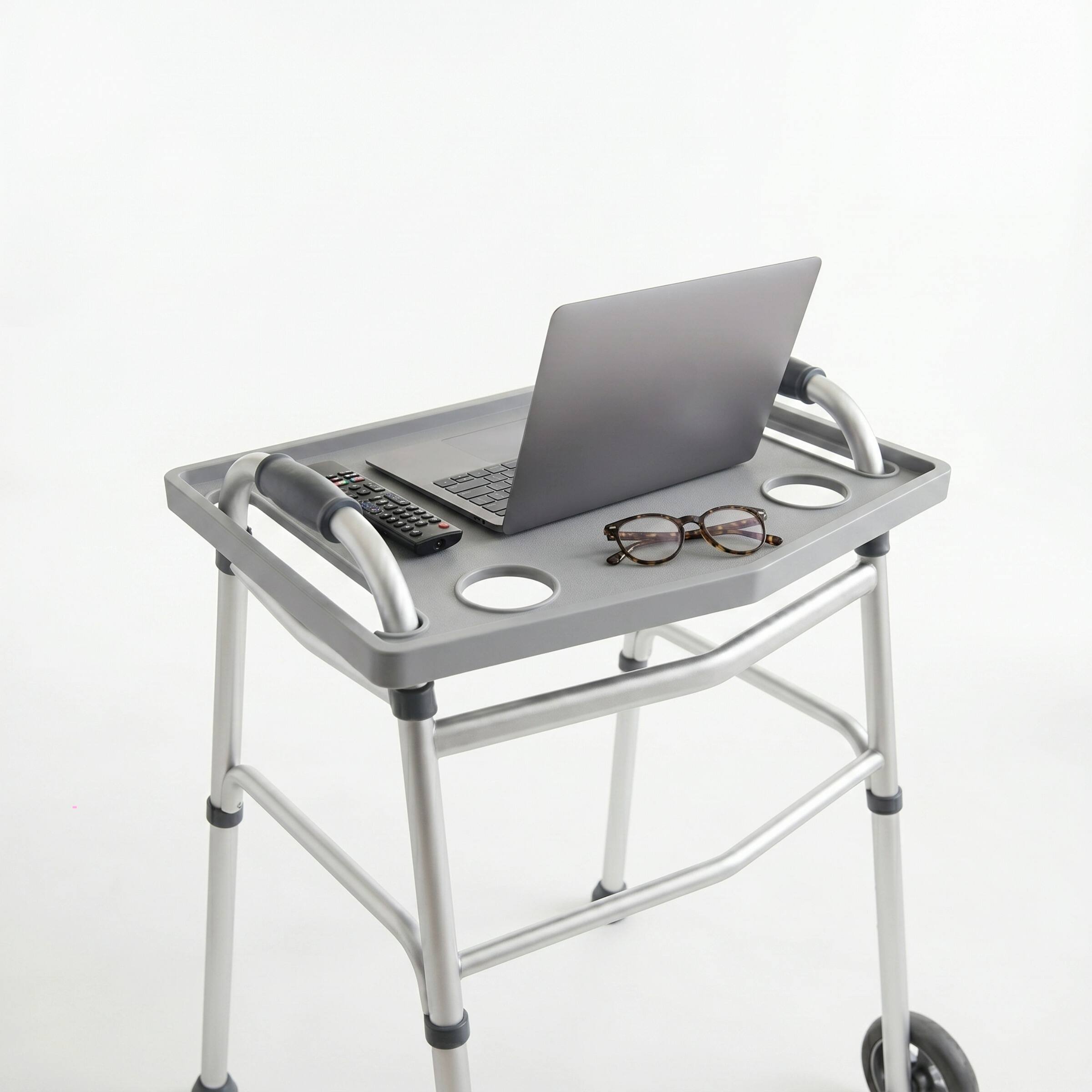Alt View 8. Bluestone - Walker Tray Table with Cup Holders, Gray - Gray.