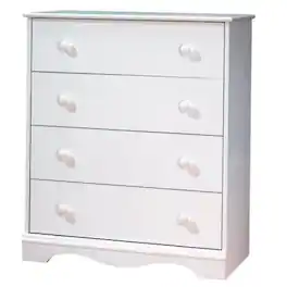 SlickBlue - Wooden 4-Drawer Chest for Bedroom with Classic Knob Design - White