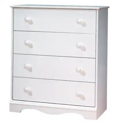 Front. SlickBlue - Wooden 4-Drawer Chest for Bedroom with Classic Knob Design - White.